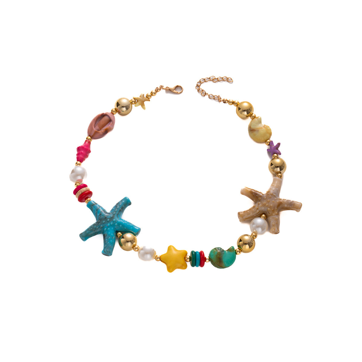 Wholesale Colorful Beaded Star Pendant Necklace