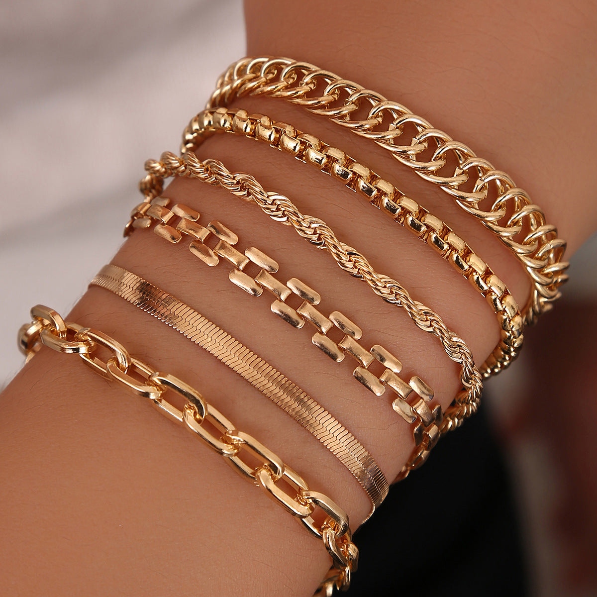 Wholesale Gold Tone 12 Piece Bracelet Set With Airplane Pearl Heart Designs Trendy Resale Jewelry Accessory