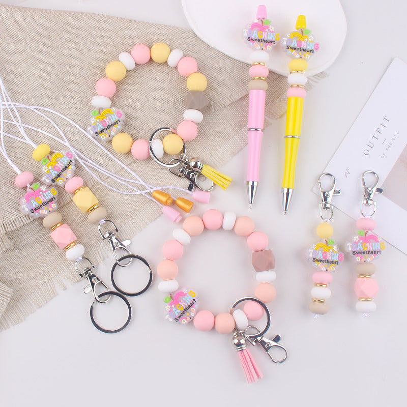 Wholesale  Cartoon Teacher's Day Silicone Accessories Pendant Creative Keychain