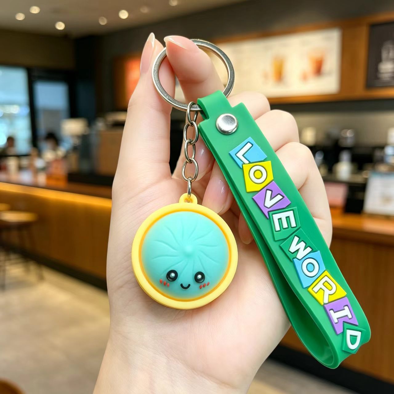 Wholesale PVC Cute Steamed Bun Keychain Pendant - Creative Xiaolongbao Design Car Keychain Bag Charm