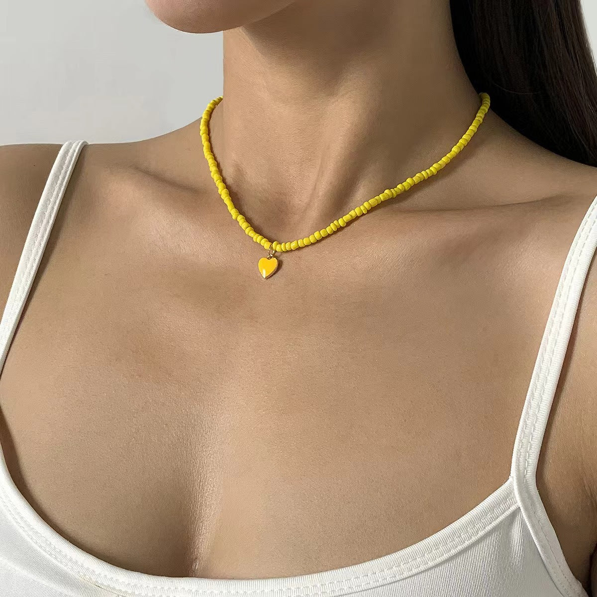 Wholesale Bohemian Clavicle Handmade Bead Heart Necklace