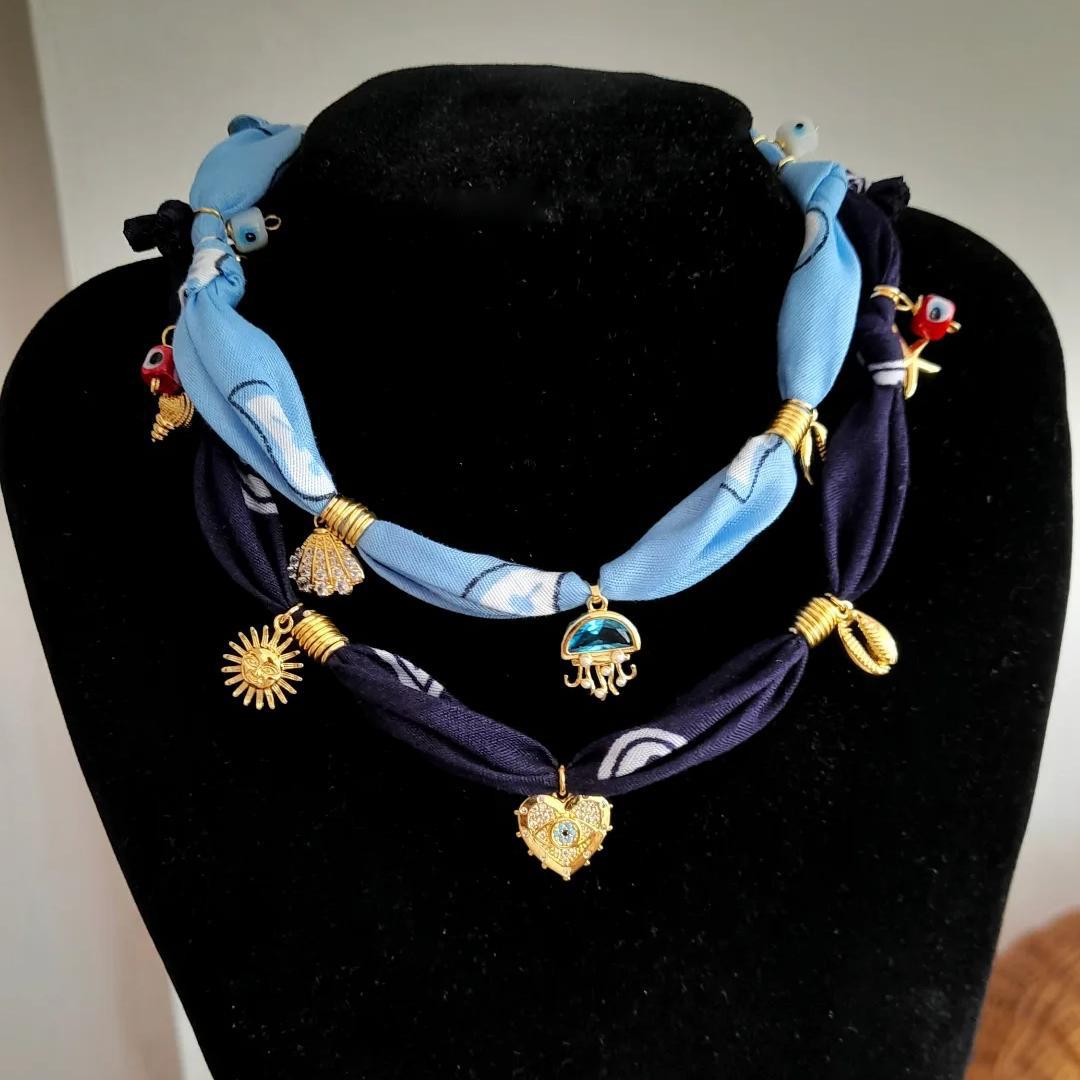 Wholesale Stainless Steel  Knotted Ribbon Cloth Handmade Necklace