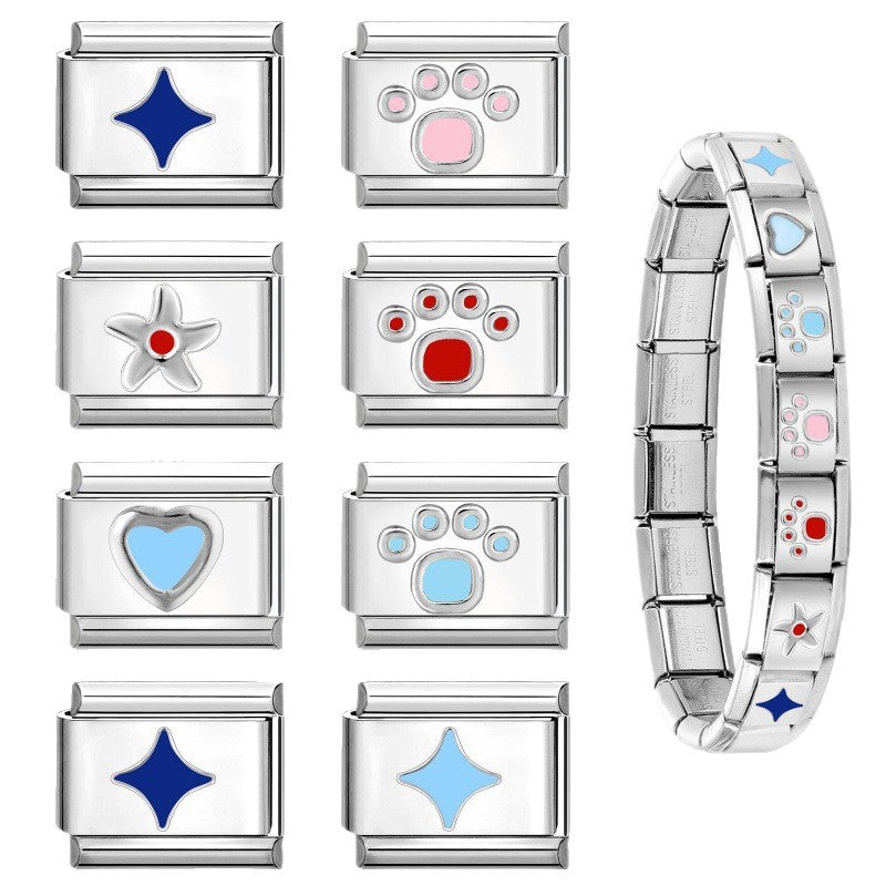 Wholesale Italian Charm Bracelet 9mm DIY Splicing Creative Pattern Stainless Steel Composable Bracelet