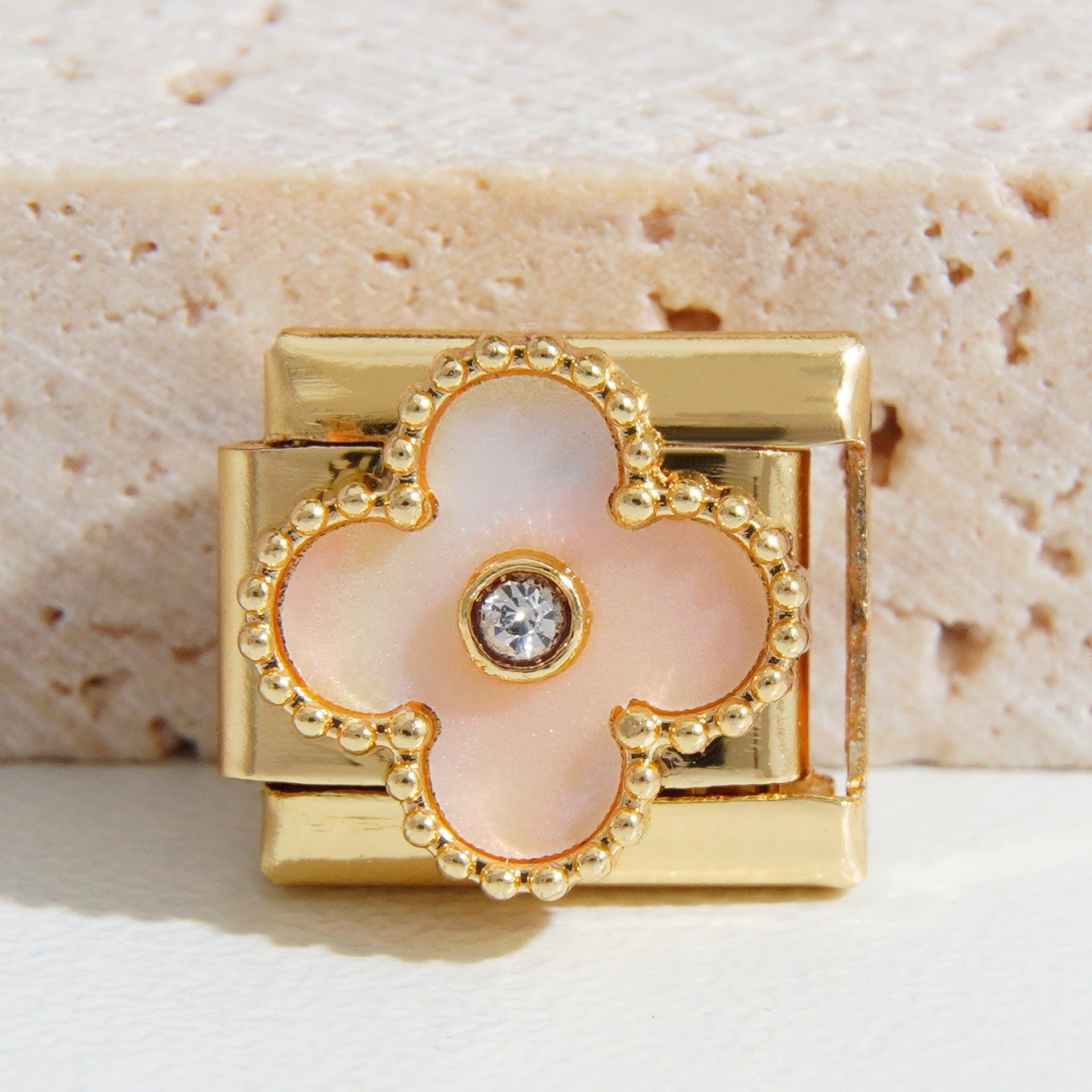 Wholesale Italian Charm Bracelet 9mm DIY Splicing Diamond Four-Leaf Clover Stainless Steel Composable Bracelet