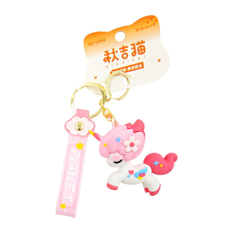 Wholesale Cartoon Rainbow Pony PVC Soft Keychain Creative Keychain ACCVIP-KC-HangLi011