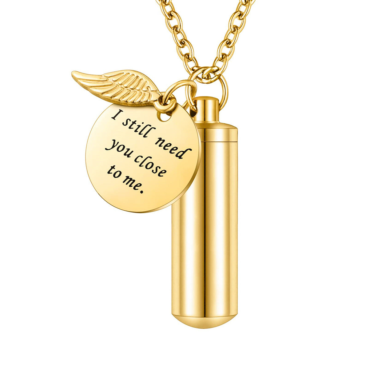 Wholesale Stainless Steel Angel Wings Round Pendant Necklace