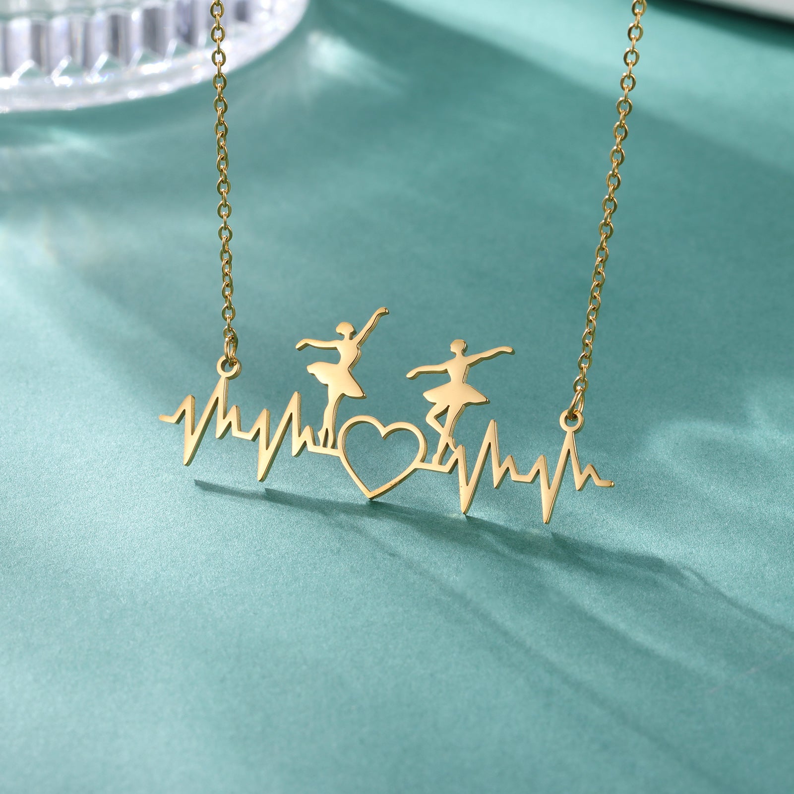 Wholesale Ballet Dancer Girl Heartbeat Necklace Stainless Steel Necklace ACC-NE-GeXiang006