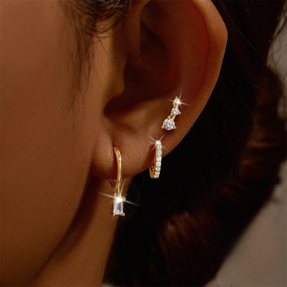 Wholesale Square Zirconia Earring Set