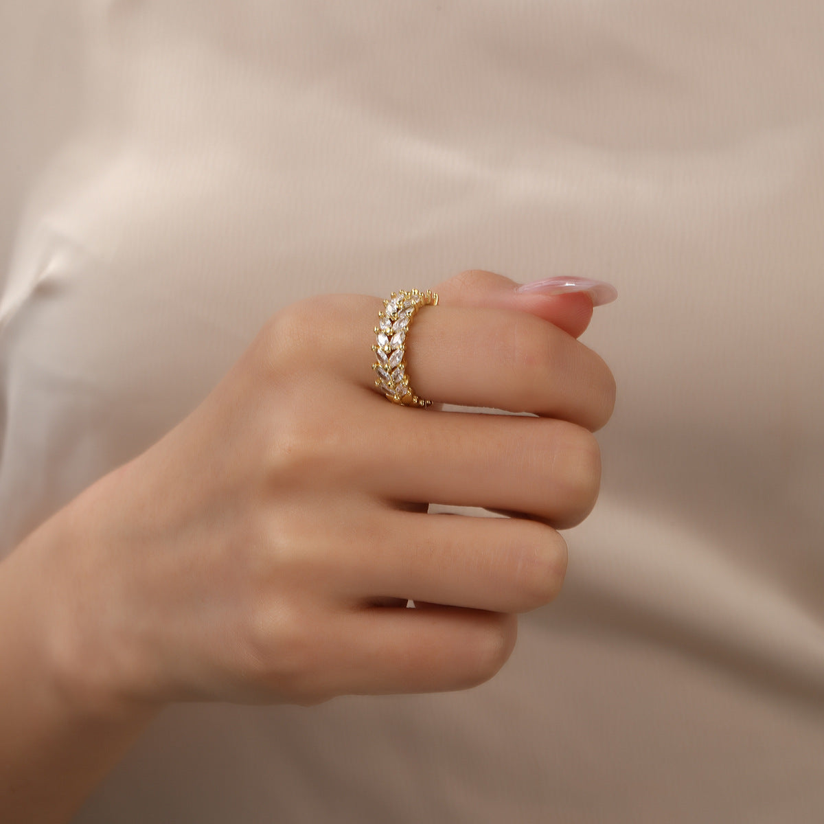 Wholesale Wheat Ear Copper Plated 18K Adjustable Ring