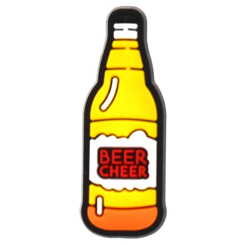 Wholesale Random 100pcs beer  PVC Soft Rubber Shoe Buckle Decoration