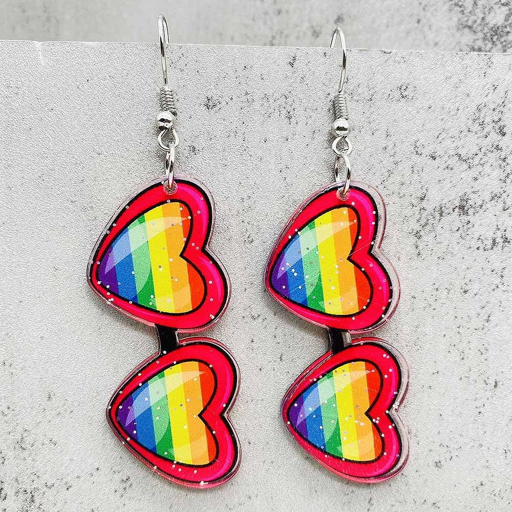 Wholesale LGBT Heart Shaped Glasses Acrylic Earrings ACC-ES-CY018