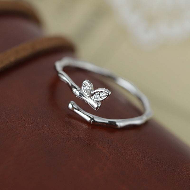 Wholesale S925 sterling silver butterfly bamboo ring
