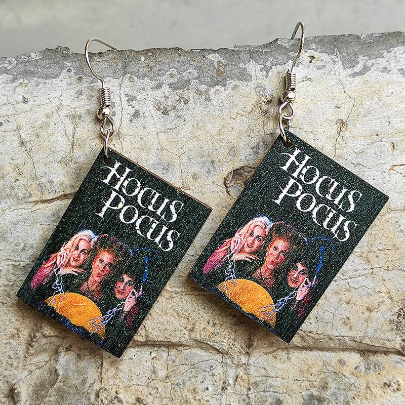 Wholesale Horror  Book Wooden Double-sided Earrings