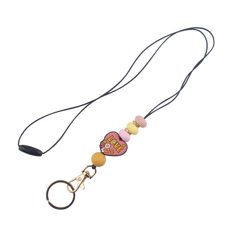 Wholesale  Cartoon Valentine's Day Love Silicone Creative DIY Beaded Pendant Necklace