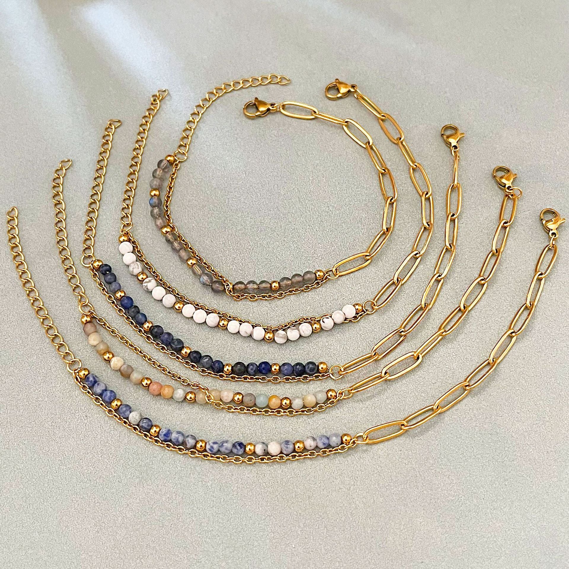 Wholesale Natural Stone Beaded Double-Layer Bracelet