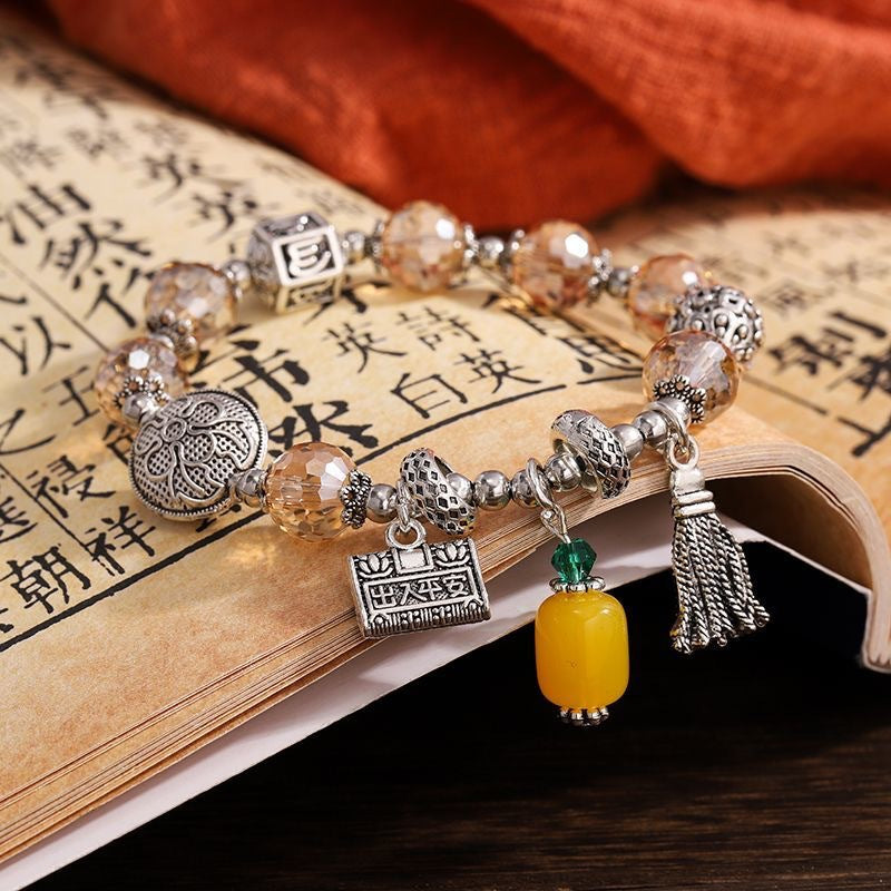 Wholesale Mixed Materials Handmade Safe Lock Blessing Bracelet,  Japanese Korean Style Fashion Accessory for Gift and Resale