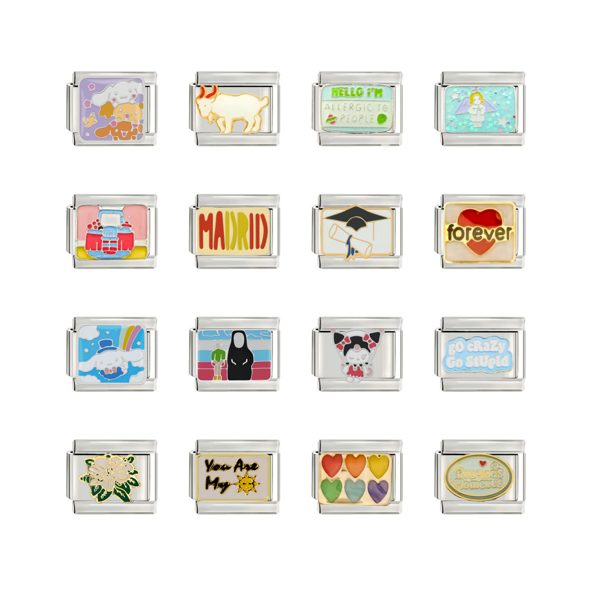 Wholesale 9mm Italian Charm Starter Bracelets DIY square Single Section Creative Stainless Steel Composable Bracelet