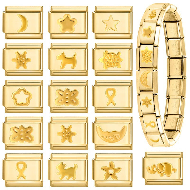 Wholesale Italian Charm Bracelet 9mm DIY Creative Gold Base Stainless Steel Composable Bracelet