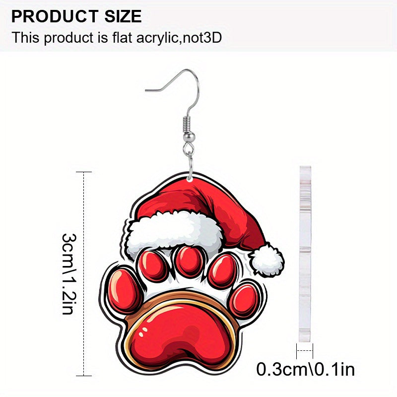 Wholesale Charming Christmas Dog Claw Acrylic Earrings