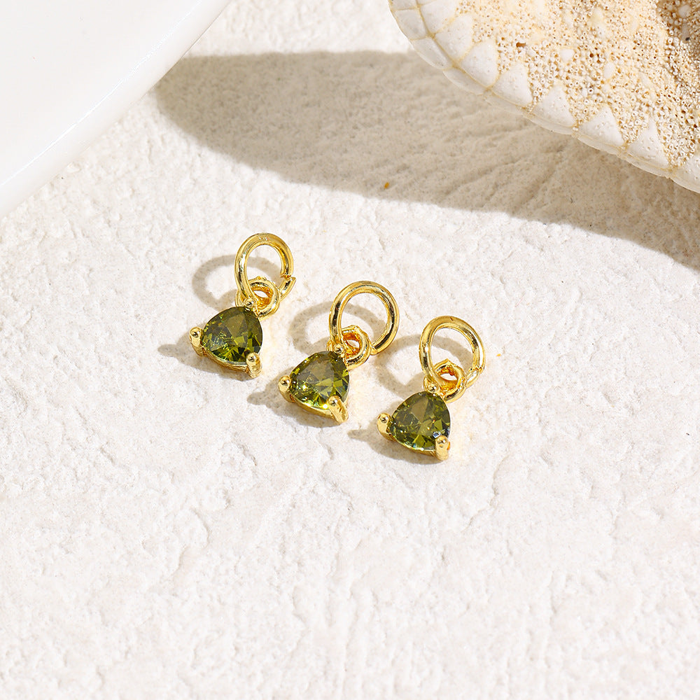 Wholesale Geometric triangle colored zircon small pendant