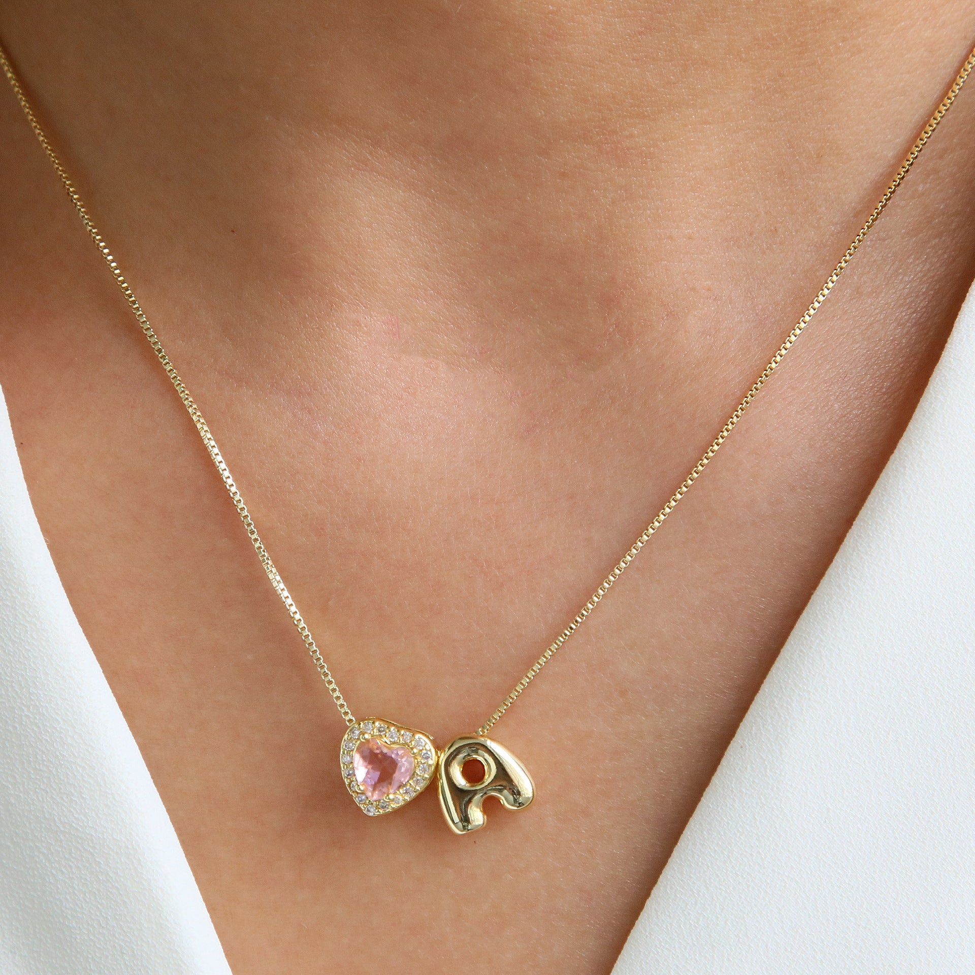 Wholesale Cute bubble 26 English letters love heart clavicle necklace