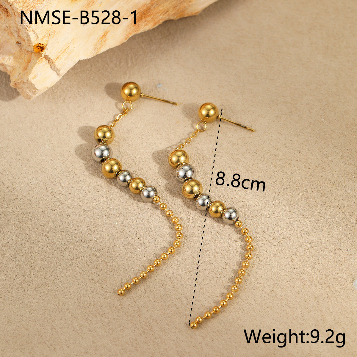 Wholesale  gold and silver color matching round bead earrings