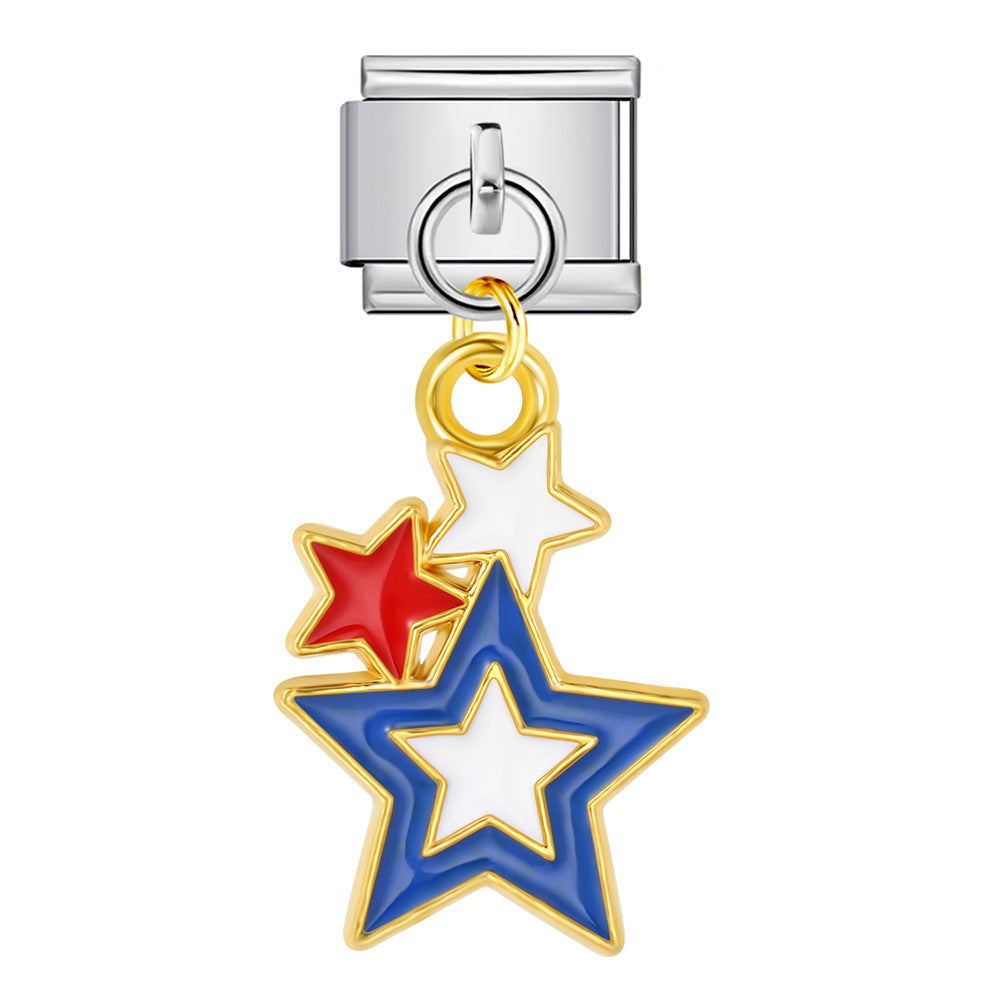 Wholesale Italian Charm Bracelet 9mm DIY Independence Day   Creative Stainless Steel Composable Bracelet