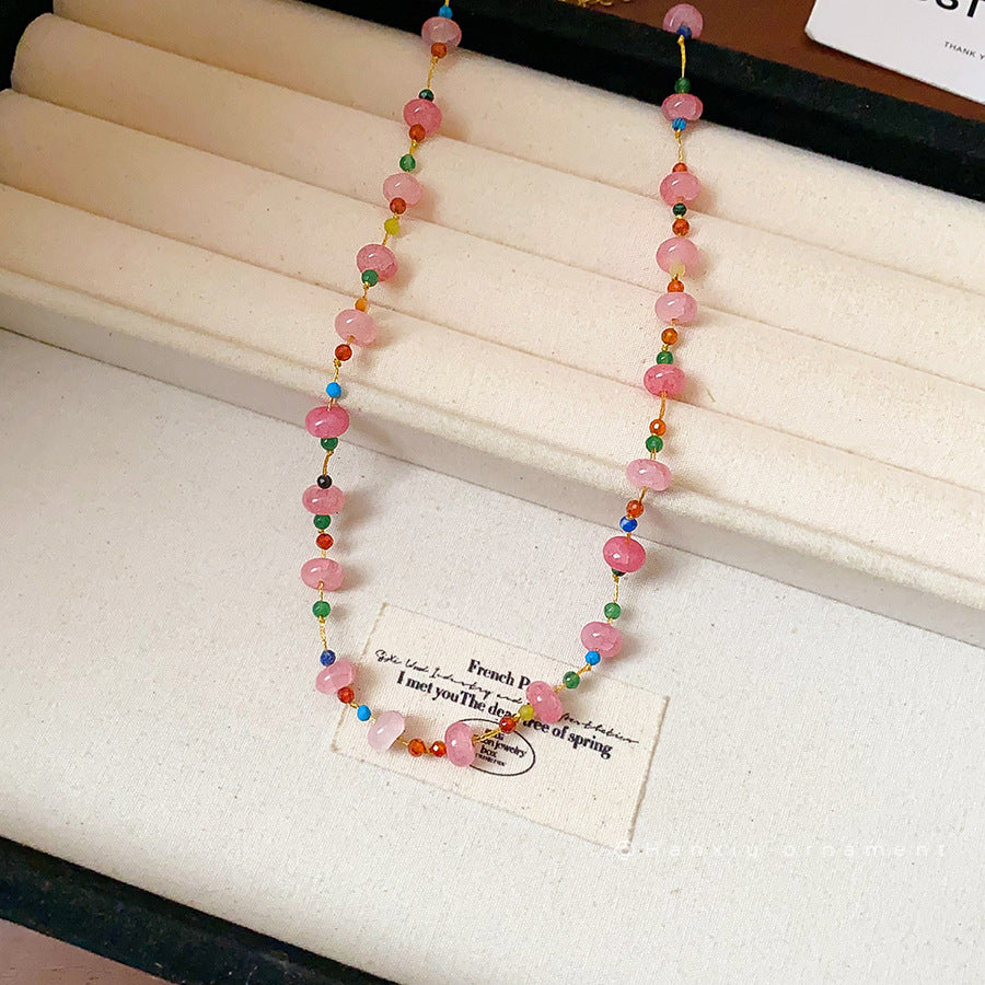 Wholesale Light Luxury Sweet Glass Bead Necklace