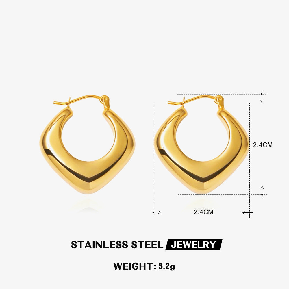 Wholesale popular geometric stainless steel light luxury hollow earrings
