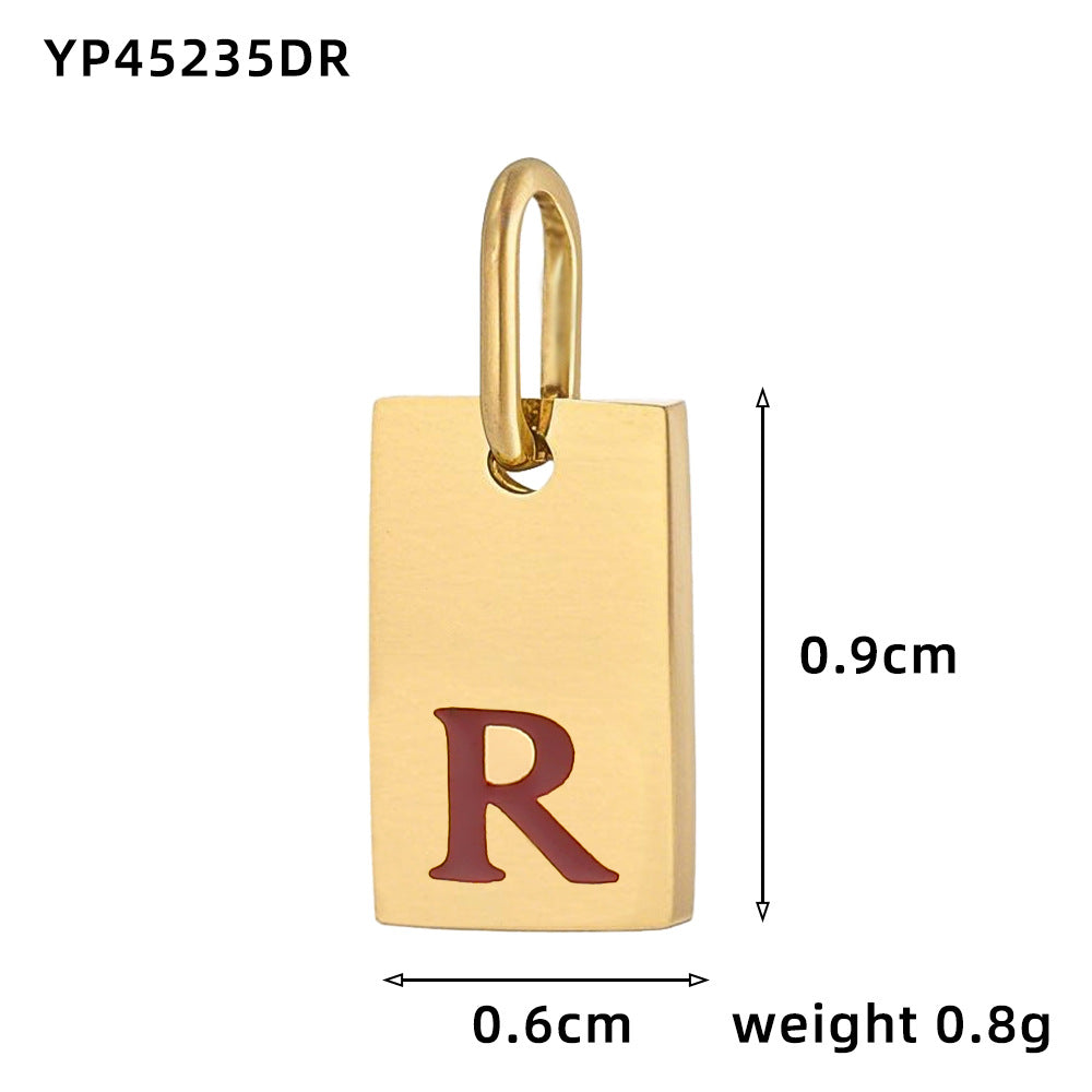 Wholesale 26 oil drops English letters stainless steel gold-plated DIY pendant