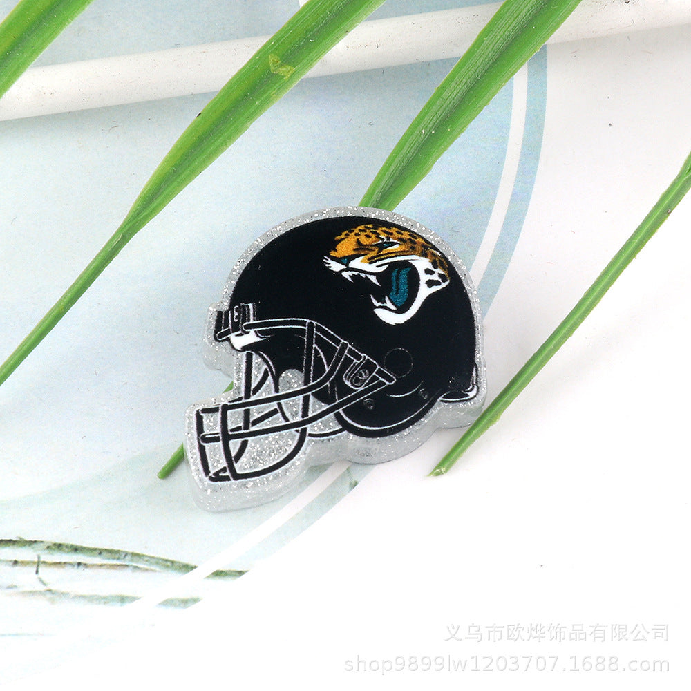 Wholesale 5pcs Acrylic Rugby Straight Hole Cartoon Beads