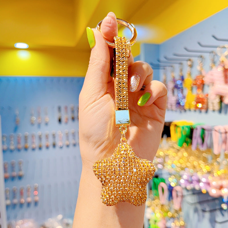 Wholesale Full Drill Star Keychain with Tassel,  Fashion Bag Charm and Car Key Accessory Gift