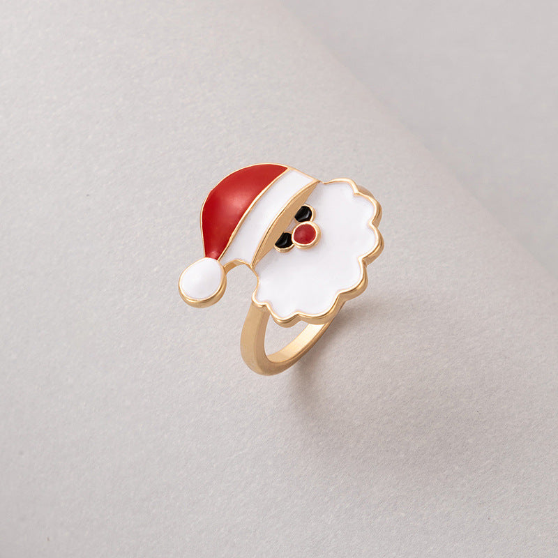 Wholesale Christmas Oil Drip Ring Elk Santa Claus Alloy Ring ACC-RS-YongGe008