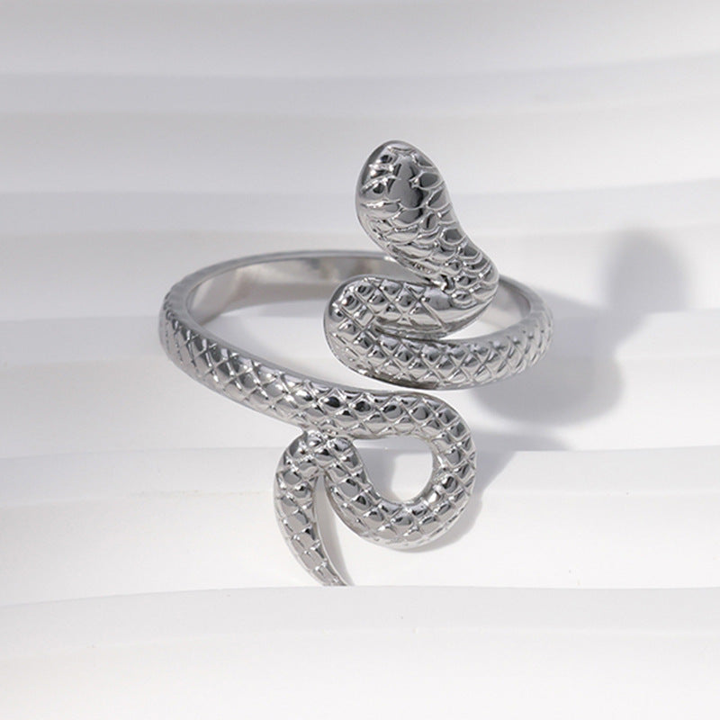 Wholesale Stainless Steel Rings Adjustable Open Finger Rings Snake Ring ACC-RS-Manguo003