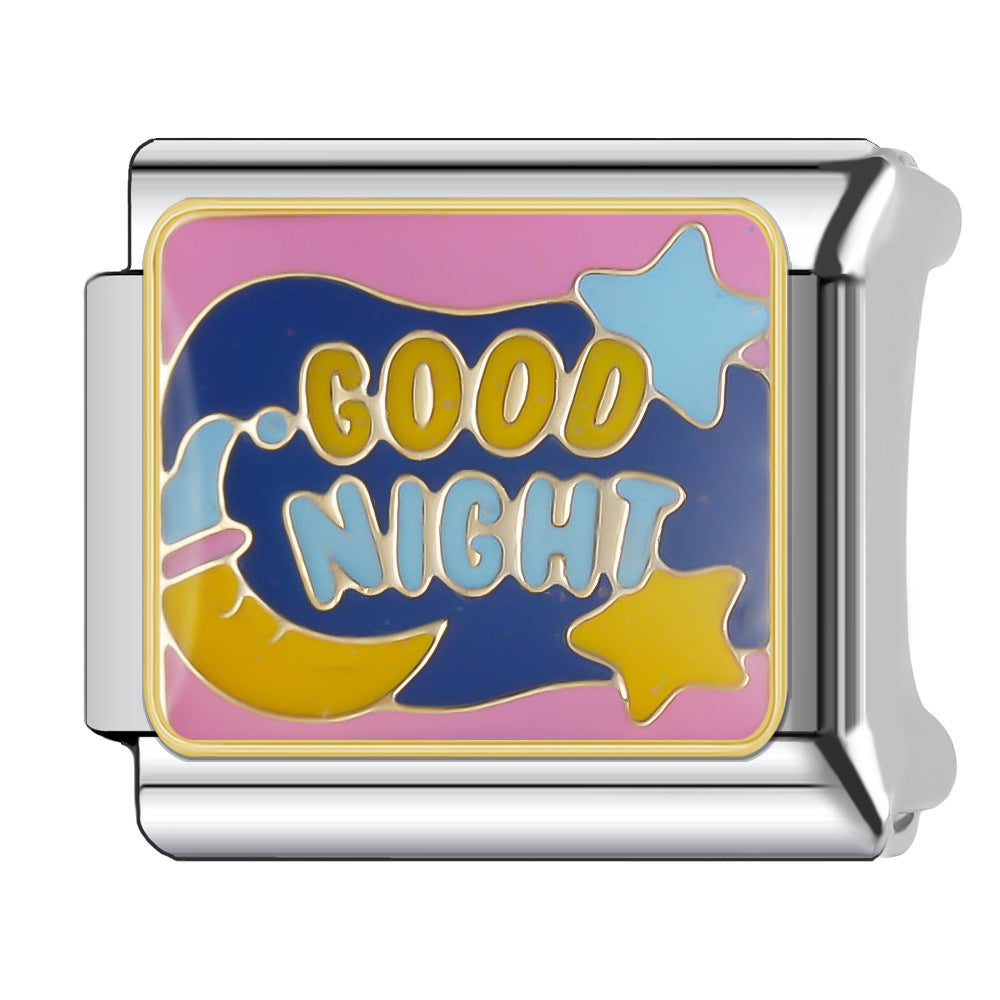 Wholesale Italian Charm Bracelet 9mm DIY Splicing Stainless Steel Goodnight Series Cartoon Composable Bracelet