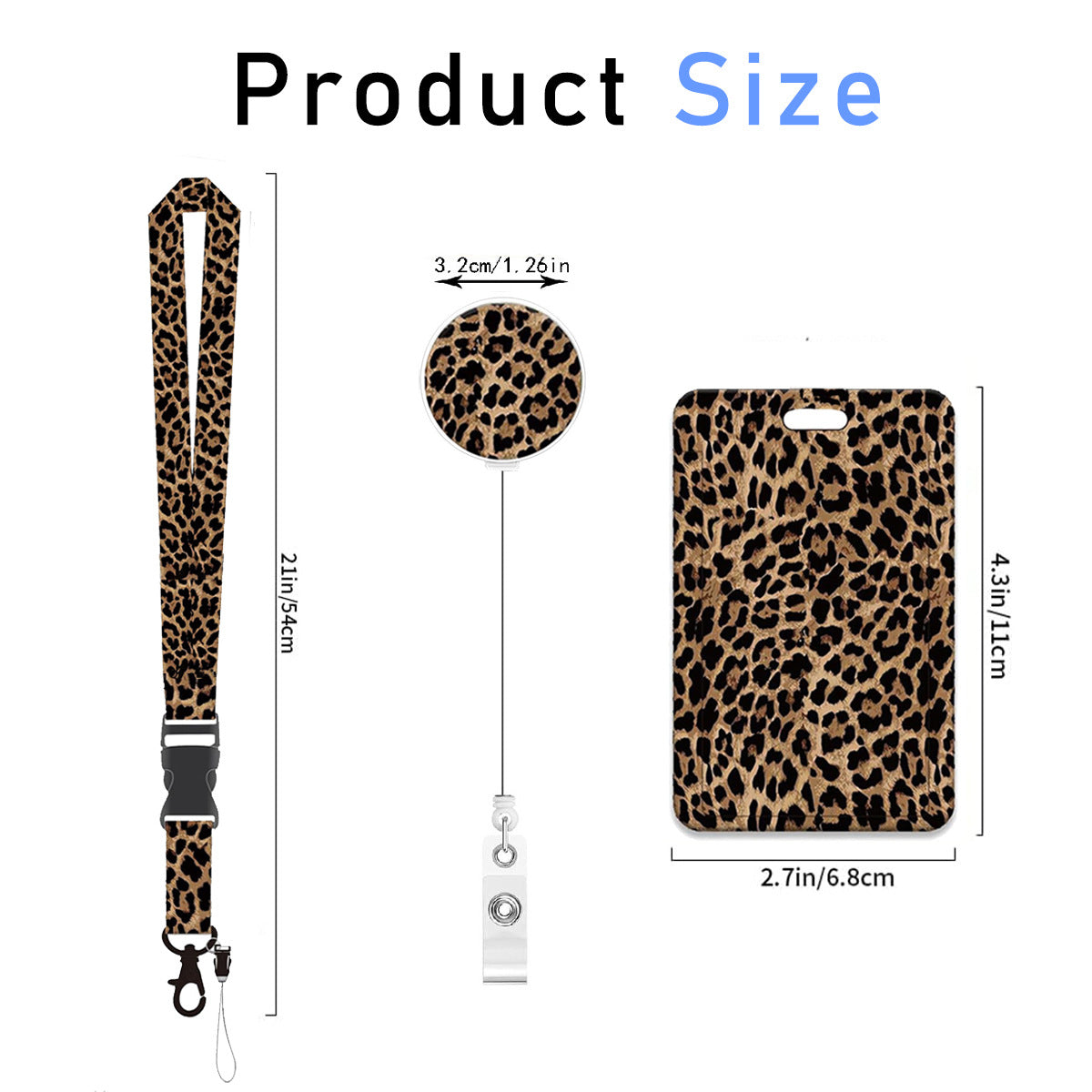 Wholesale retractable easy-pull buckle UV printing leopard print Badge Reels