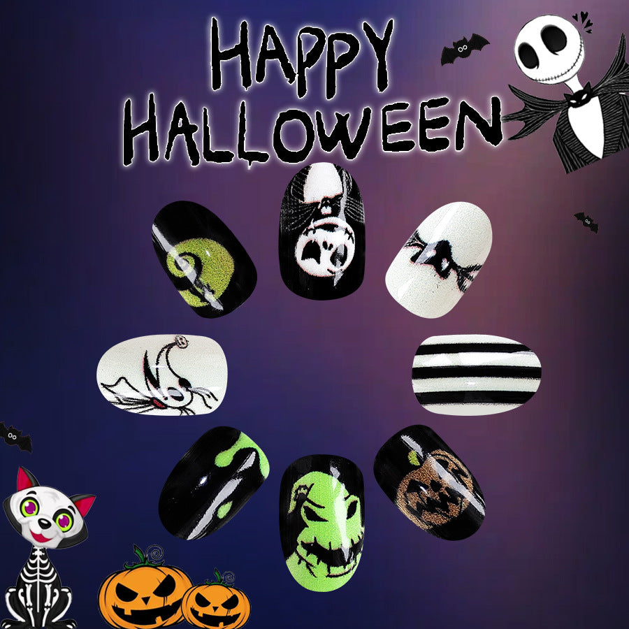 Wholesale 24 Pieces/box Halloween Press-on Nails Kits Nail Stickers ACC-NS-GuaiXL108