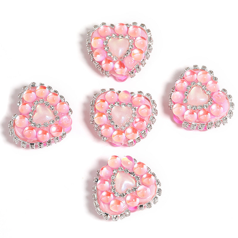 Wholesale of 5pcs Aurora Mermaid Love Beads Acrylic Water Diamond Beads ACC-BDS-BLG015