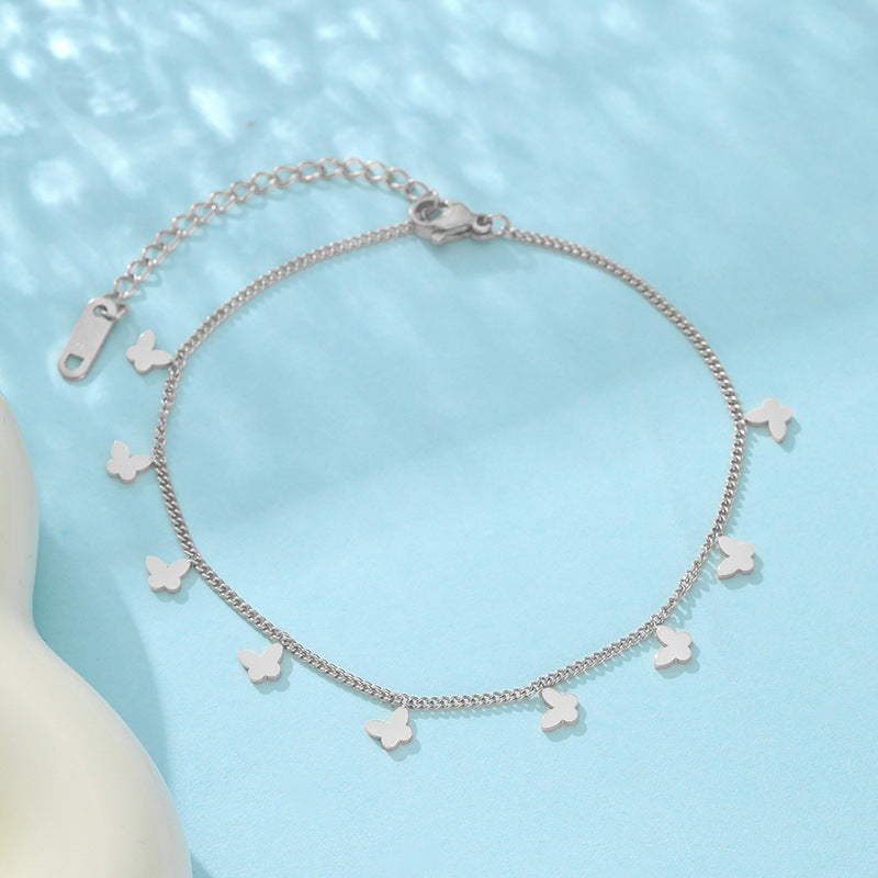 Wholesale Titanium Steel Butterfly Clavicle Necklace French Retro Style Fashion Accessory