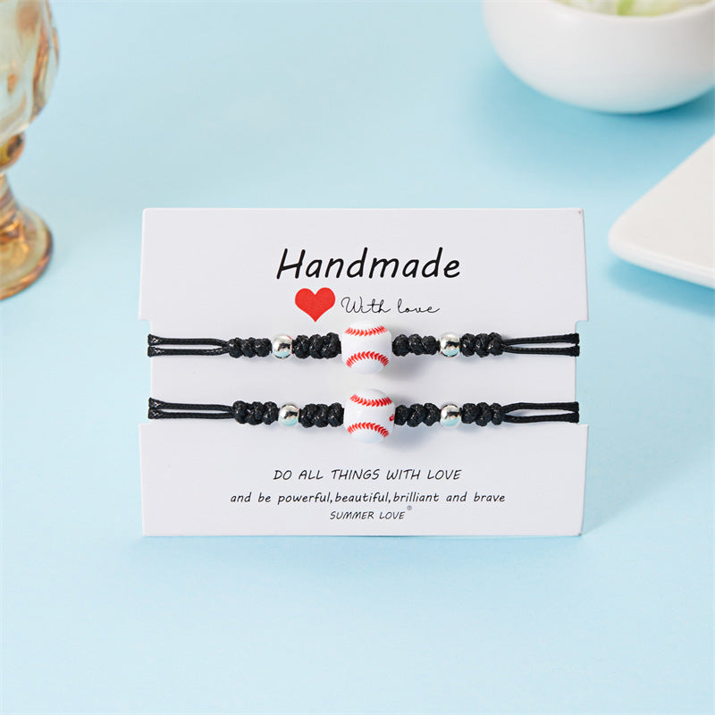 Wholesale ball bead bracelet creative versatile volleyball tennis hand-woven adjustable bracelet