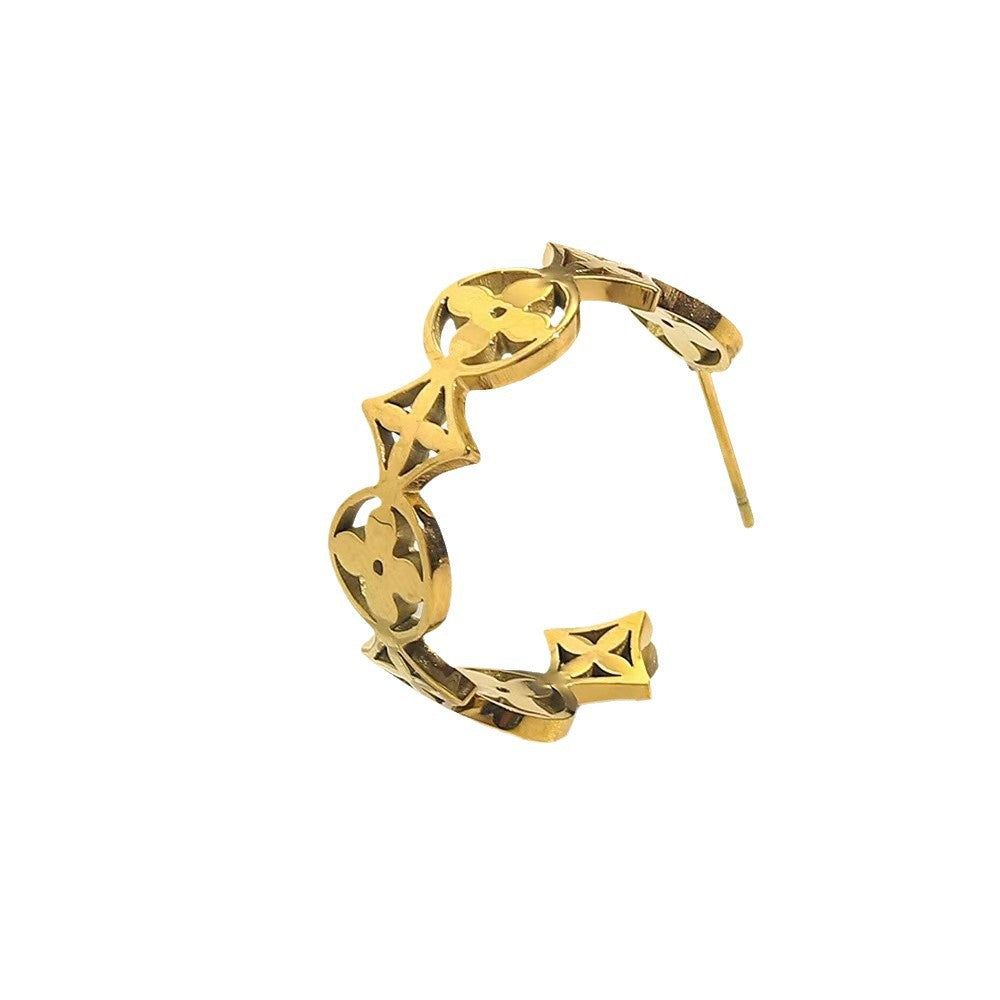 Wholesale Four-Leaf Clover Arc Earrings Fashion Accessory Gift for Women Boutique Jewelry