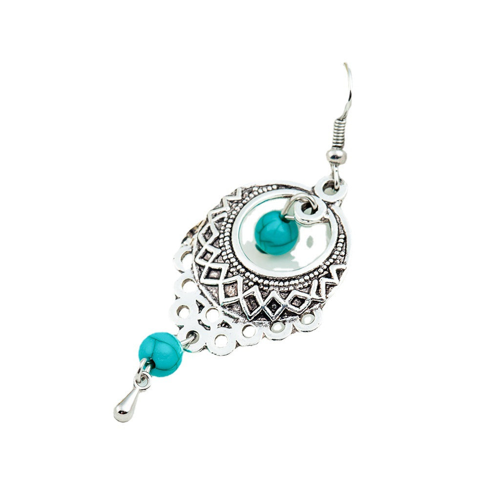 Wholesale Bohemian Vintage Turquoise Drop Earrings Alloy,  Fashion Tassel Jewelry Accessory for Party Gift