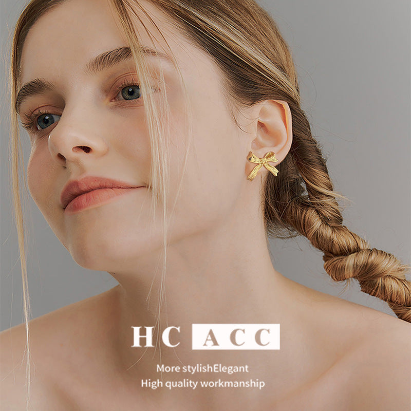 Wholesale Copper Plated 18k Gold Bow Earrings ACC-ES-HuaChuang007