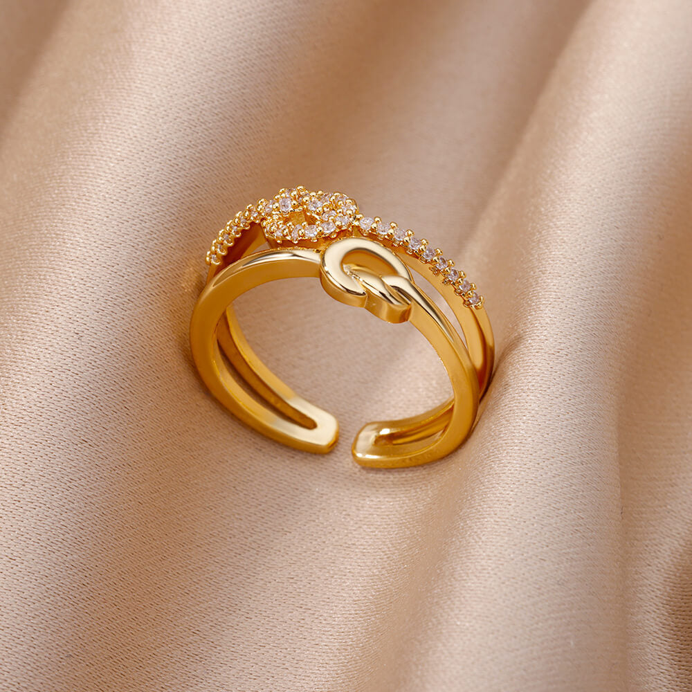 Wholesale Cross-border Light Luxury Retro Style Green Zircon Open Ring 18K Gold Plated Emerald High-grade Finger Ring Jewelry