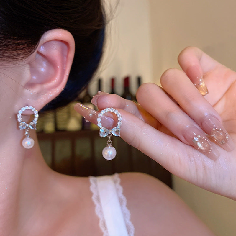 Wholesale Bow Pearl Earrings