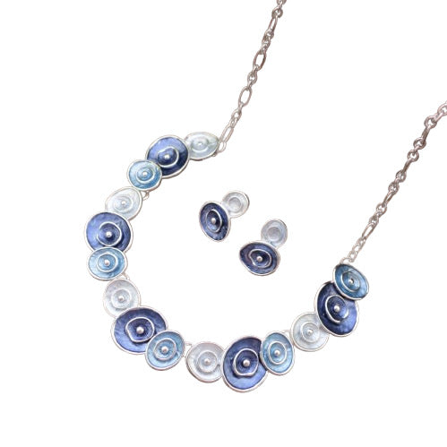 Wholesale  Enamel Round Flower Stud Earrings Necklace suit