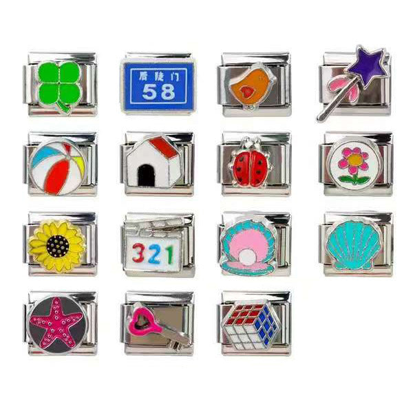 Wholesale 5pcs Italian Charm Bracelet 9mm DIY Splicing Creative Pattern Stainless Steel Composable Bracelet