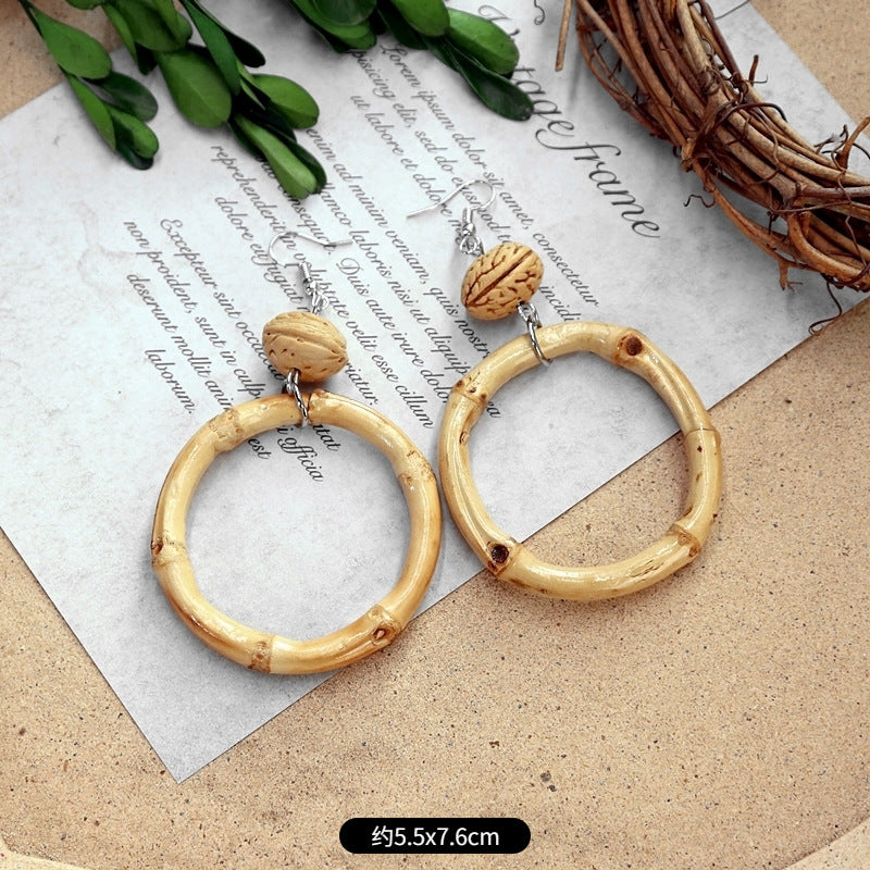 Wholesale Summer Bohemian Vintage Holiday Straw and Rattan Braided Earrings ACC-ES-Luox006