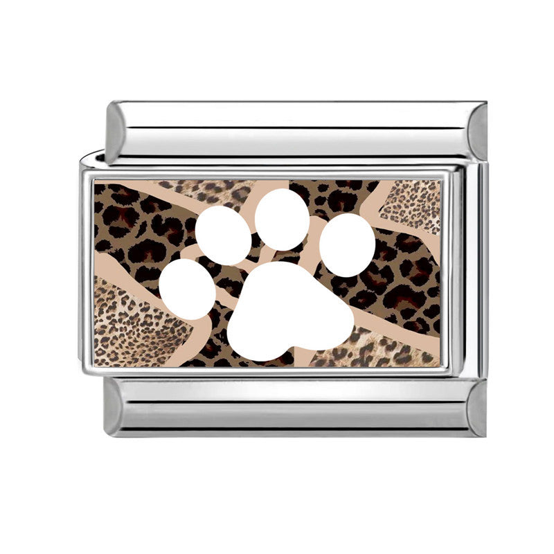 Wholesale Fashion Accessory Stainless Steel Cat Paw Leopard Print DIY Bracelet Module Charm For Jewelry Making And Boutique Resale