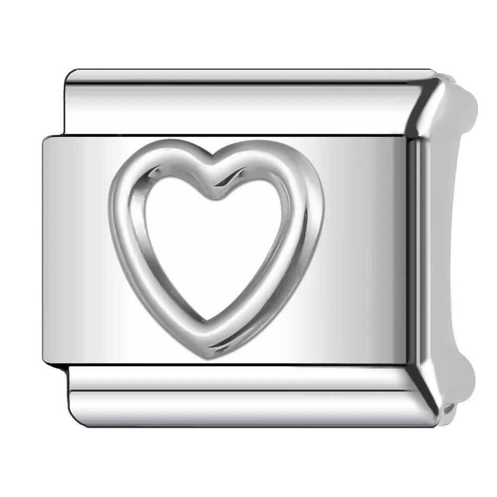 Wholesale   Italian Charm Bracelet 9mm DIY heart-shaped  Creative Stainless Steel Composable Bracelet